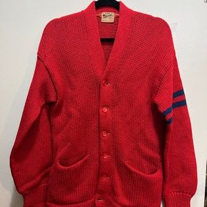 1950’s Vintage Princeton Award Knit Letterman Red Cardigan